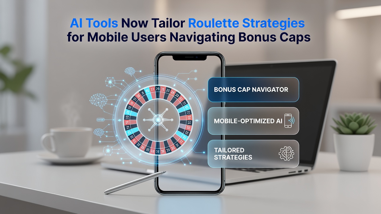 Close-up of roulette wheel on tablet screen with overlaid AI strategy metrics and bonus tracking overlay