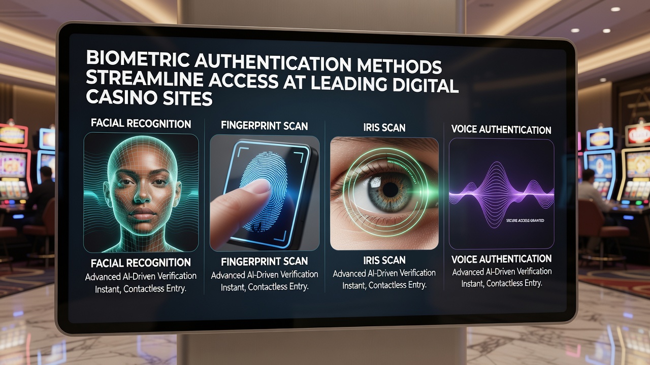 Close-up of a biometric fingerprint scanner integrated into a mobile casino login screen