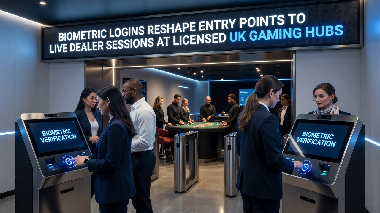 Biometric login interface displayed on a smartphone screen for accessing live dealer casino sessions