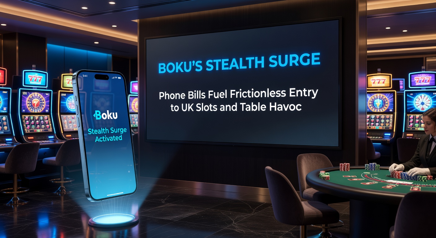 Close-up of a mobile phone screen showing a live table game deposit via Boku carrier billing, with network logos and transaction details visible