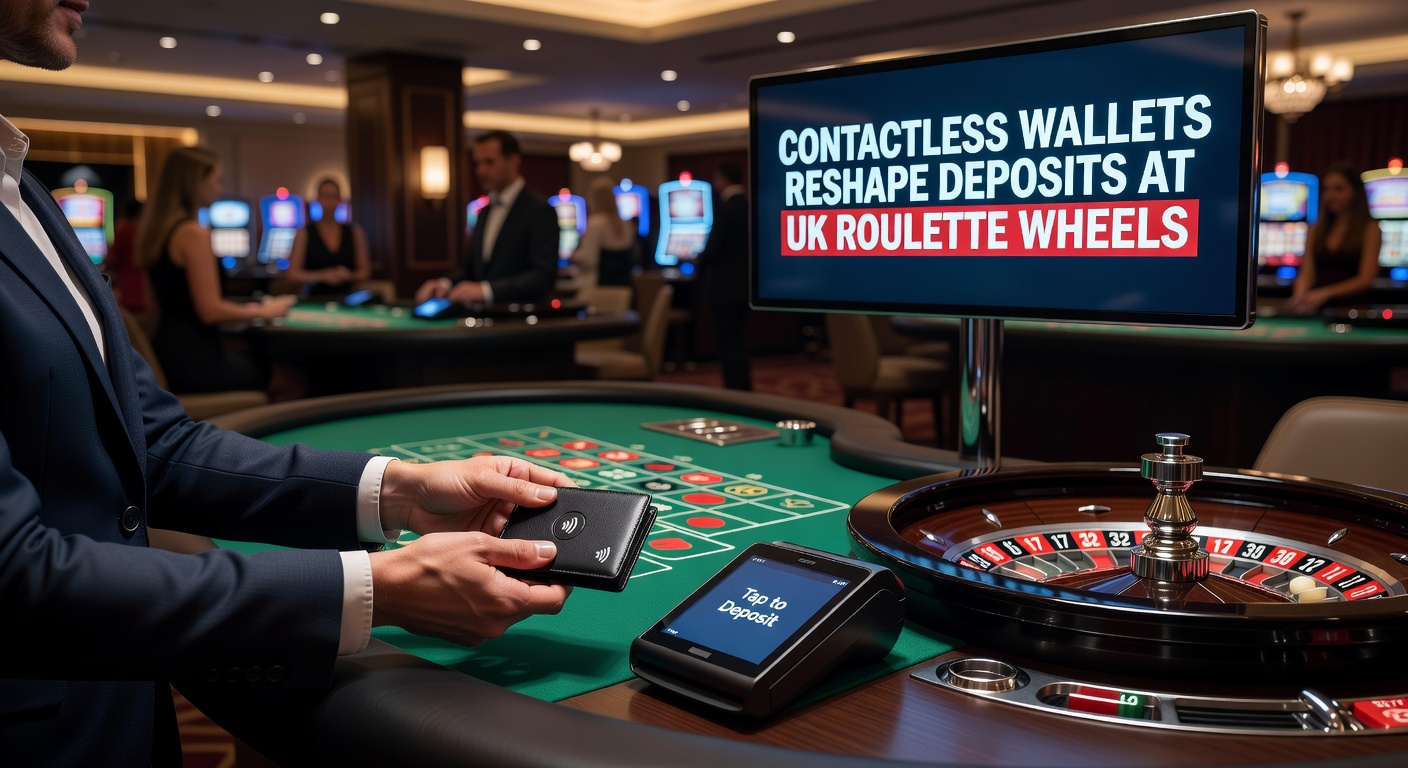 Smartphone displaying a contactless wallet app during a roulette deposit on a UK online casino interface, highlighting seamless transaction flow