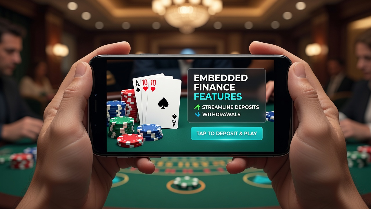 Smartphone screen showing embedded finance options for table game deposits