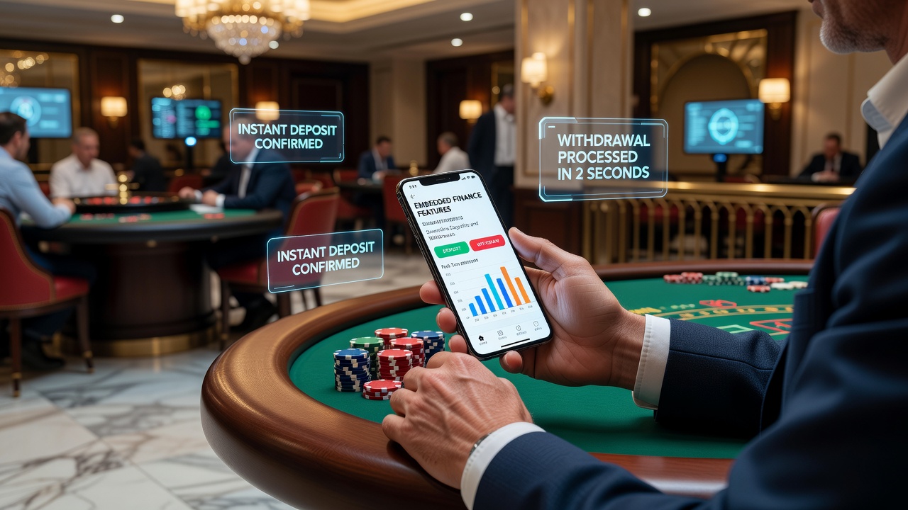 Close-up of smartphone app interface displaying instant withdrawal confirmation for table games