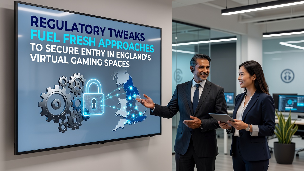 Digital interfaces showing secure login processes for virtual gaming platforms in England